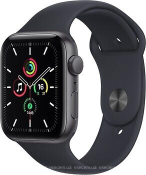 Фото Apple Watch SE GPS 44mm Space Gray Aluminum Case with Midnight Sport Band (MKQ63)