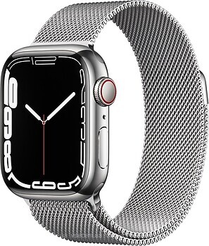 Фото Apple Watch Series 7 GPS + Cellular 41mm Silver Stainless Steel Case with Silver Milanese Loop (MKHF3)