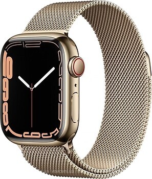 Фото Apple Watch Series 7 GPS + Cellular 45mm Gold Stainless Steel Case with Gold Milanese Loop (MKJY3/MKJG3)