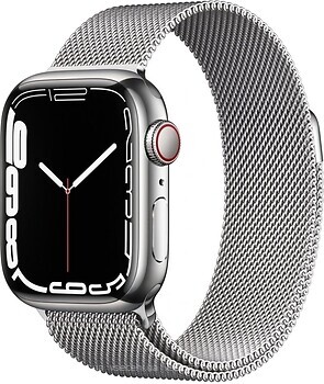 Фото Apple Watch Series 7 GPS + Cellular 45mm Silver Stainless Steel Case with Silver Milanese Loop (MKJE3)