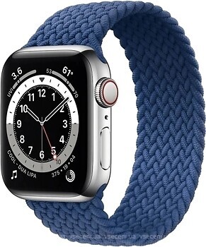 Фото Apple Watch Series 6 GPS + Cellular 44mm Silver Stainless Steel Case with Atlantic Blue Braided Solo Loop (M0GF3/MY8H2)