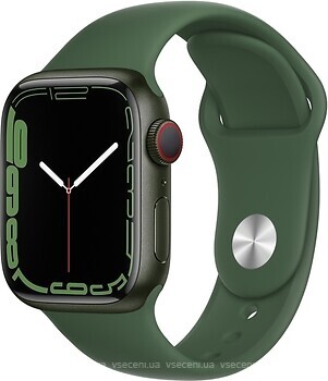 Фото Apple Watch Series 7 GPS + Cellular 41mm Green Aluminum Case with Clover Sport Band (MKH93)