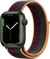Фото Apple Watch Series 7 GPS 41mm Green Aluminum Case with Dark Cherry/Forest Green Sport Loop (MKNF3)