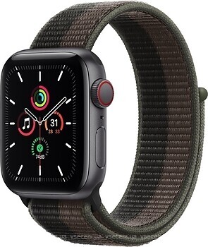 Фото Apple Watch SE GPS + Cellular 40mm Space Gray Aluminum Case with Tornado/Gray Sport Loop (MKR33/MKQR3)