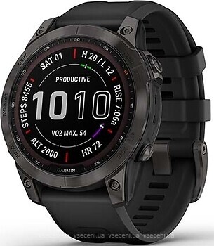 Фото Garmin Fenix 7 Sapphire Solar Carbon Grey DLC Titanium with Black Band (010-02540-21)