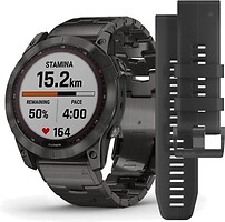 Фото Garmin Fenix 7X Sapphire Solar Carbon Grey DLC Titanium with Carbon Grey DLC Vented Titanium Band (010-02541-27)