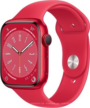 Фото Apple Watch Series 8 GPS 45mm Product Red Aluminum Case with Product Red Sport Band (MNP43)