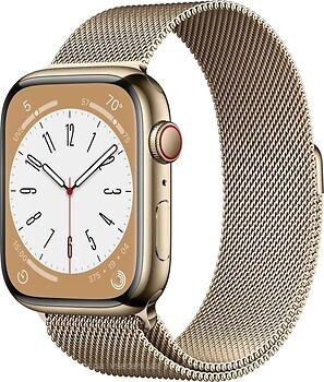 Фото Apple Watch Series 8 GPS + Cellular 45mm Gold Stainless Steel Case with Gold Milanese Loop (MNKQ3)