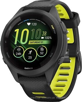 Фото Garmin Forerunner 265S Black Bezel and Case with Black/Amp Yellow Silicone Band (010-02810-03