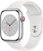Фото Apple Watch Series 8 GPS + Cellular 45mm Silver Aluminum Case with White Sport Band (MP4W3)