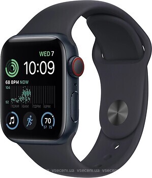 Фото Apple Watch SE 2 2022 GPS + Cellular 40mm Midnight Aluminium Case with Midnight Sport Band (MNPL3)