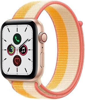 Фото Apple Watch SE GPS + Cellular 44mm Gold Aluminum Case with Maize/White Sport Loop (MKRQ3)