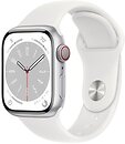 Фото Apple Watch Series 8 GPS + Cellular 41mm Silver Aluminum Case with White Sport Band (MP4A3/MP4E3)