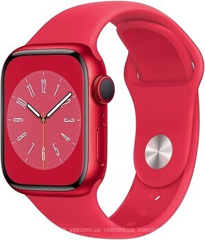 Фото Apple Watch Series 8 GPS 41mm Red Aluminum Case with Red Sport Band (MNUG3)