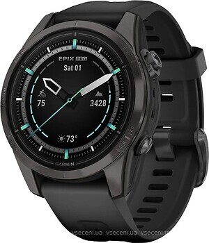 Фото Garmin Epix Pro Gen 2 Sapphire 42 mm Carbon Gray DLC Titanium with Black Band (010-02802-14)