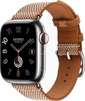 Фото Apple Watch Hermes Series 9 GPS + Cellular 41mm Silver Stainless Steel Case with Gold/Ecru Toile H Single Tour (MTJG3)
