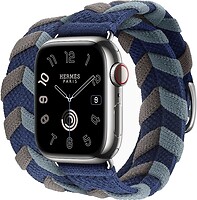 Фото Apple Watch Hermes Series 9 GPS + Cellular 41mm Silver Stainless Steel Case with Navy Bridon Double Tour (MRQ43 + MTHP3)
