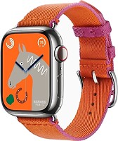 Фото Apple Watch Hermes Series 9 GPS + Cellular 41mm Silver Stainless Steel Case with Orange/Rose Mexico Twil (MRQ43 + MTHG3)