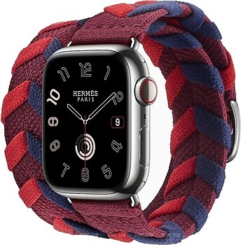 Фото Apple Watch Hermes Series 9 GPS + Cellular 41mm Silver Stainless Steel Case with Bridon Double Tour (MRQ43 + MTHN3)