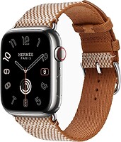 Фото Apple Watch Hermes Series 9 GPS + Cellular 45mm Silver Stainless Steel Case with Gold/Ecru Toile H Single Tour (MTJJ3)