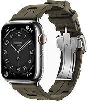 Фото Apple Watch Hermes Series 9 GPS + Cellular 45mm Silver Stainless Steel Case with Kaki Kilim Single Tour (MRQP3 + MTJ23)