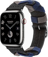 Фото Apple Watch Hermes Series 9 GPS + Cellular 45mm Silver Stainless Steel Case with Noir Bridon Single Tour (MRQP3 + MTHQ3)