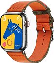 Фото Apple Watch Hermes Series 9 GPS + Cellular 45mm Silver Stainless Steel Case with Orange/Kaki Twill Jump Single Tour