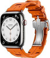 Фото Apple Watch Hermes Series 9 GPS + Cellular 45mm Silver Stainless Steel Case with Orange Kilim Single Tour