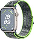 Фото Apple Watch Series 9 GPS 45mm Starlight Aluminum Case with Bright Green/Blue Nike Sport Loop (MR9P3)