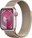 Фото Apple Watch Series 9 GPS + Cellular 41mm Pink Aluminium Case with Gold Milanese Loop (MRQ03+MTJL3)
