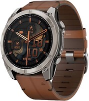 Фото Garmin Fenix 8 51mm Sapphire Carbon Grey DLC with Chestnut Leather Band (010-02905-40)