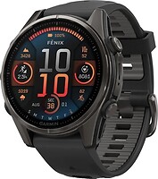 Фото Garmin Fenix 8 43mm Sapphire Carbon Gray DLC Titanium with Black/Pebble Gray Silicone Band(010-02903-20)