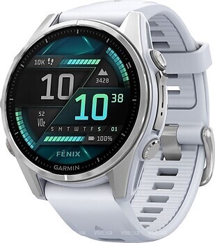 Фото Garmin Fenix 8 43mm Silver with Whitestone Silicone Band (010-02903-00)