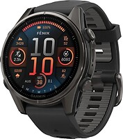 Фото Garmin Fenix 8 51mm Sapphire Carbon Gray DLC Titanium with Black/Pebble Gray Silicone Band (010-02905-20)