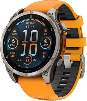 Фото Garmin Fenix 8 51mm Sapphire Titanium with Spark Orange/Graphite Silicone Band (010-02905-10)