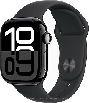 Фото Apple Watch Series 10 GPS 46mm Jet Black Aluminum Case with Black Sport Band (MWWQ3)