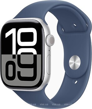 Фото Apple Watch Series 10 GPS 46mm Silver Aluminum Case with Denim Sport Band (MWWM3)