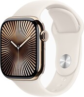 Фото Apple Watch Series 10 GPS + Cellular 42mm Gold Titanium Case with Starlight Sport Band (MX073)