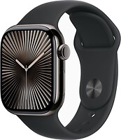 Фото Apple Watch Series 10 GPS + Cellular 42mm Slate Titanium Case with Black Sport Band (MWXH3)