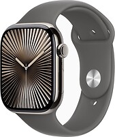 Фото Apple Watch Series 10 GPS + Cellular 46mm Natural Titanium Case with Stone Grey Sport Band (MWYA3)