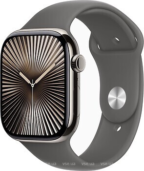 Фото Apple Watch Series 10 GPS + Cellular 46mm Natural Titanium Case with Stone Grey Sport Band (MWYA3)