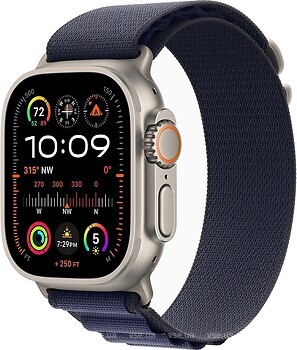 Фото Apple Watch Ultra 2 GPS + Cellular 49mm Natural Titanium Case with Navy Alpine Loop (MYT33+MXN03)