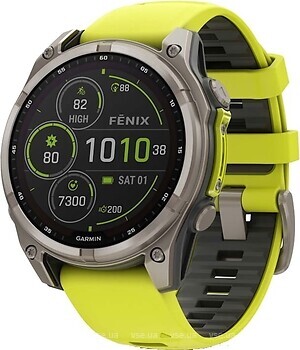 Фото Garmin Fenix 8 47mm Solar Sapphire Titanium with Amp Yellow/Graphite Silicone Band (010-02906-20)