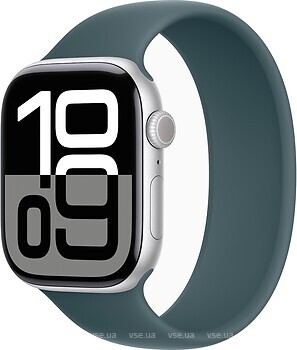 Фото Apple Watch Series 10 GPS 46mm Silver Aluminium Case with Lake Green Solo Loop (MWX03+MXLR3)