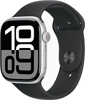 Фото Apple Watch Series 10 GPS 46mm Silver Aluminum Case with Black Sport Band (MWX03,MXM23)