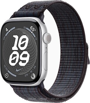 Фото Apple Watch Series 10 GPS 46mm Silver Aluminum Case with Black/Blue Nike Sport Loop (MWX03,MYJD3)