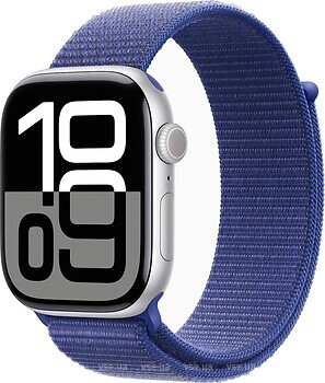Фото Apple Watch Series 10 GPS 46mm Silver Aluminum Case with Ultramarine Sport Loop (MWX03,MXL73)