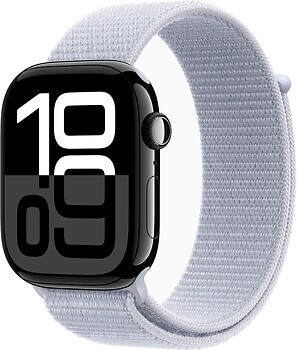 Фото Apple Watch Series 10 GPS 46mm Jet Black Aluminum Case with Blue Cloud Sport Loop (MWX13+MXL53)