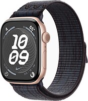 Фото Apple Watch Series 10 GPS 46mm Rose Gold Aluminum Case with Black/Blue Nike Sport Loop (MWX23+MYJD3)