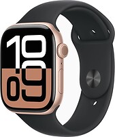 Фото Apple Watch Series 10 GPS 46mm Rose Gold Aluminum Case with Black Sport Band (MWX23+MXM43)